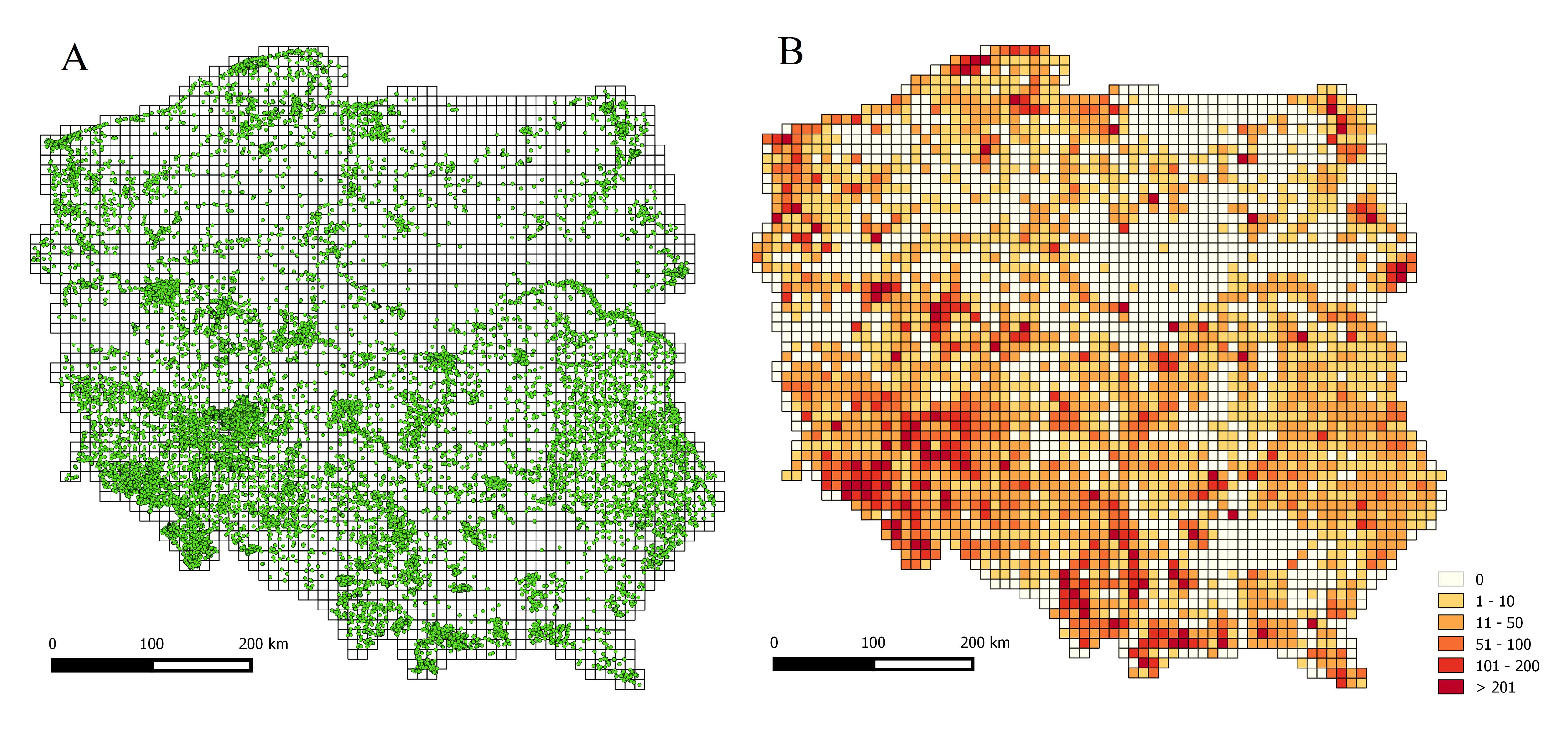 mapa z rozmieszczeniem zdjęć fitosocjologicznych